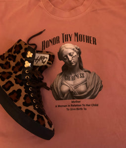 Honor Thy Mother Tee - Salmon/Black-White