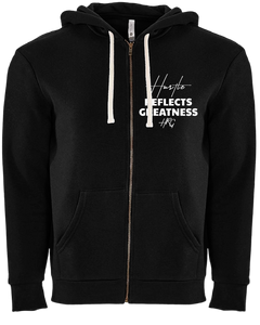 Hustle Reflects Greatness ZipUp Hoodie Black/White - HRG Collection