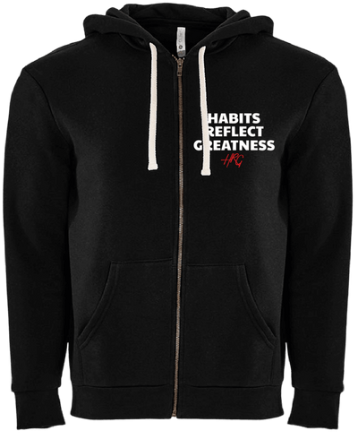 Habits Reflect Greatness ZipUp Hoodie Black/White-Red - HRG Collection