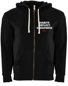 Habits Reflect Greatness ZipUp Hoodie Black/White-Red - HRG Collection