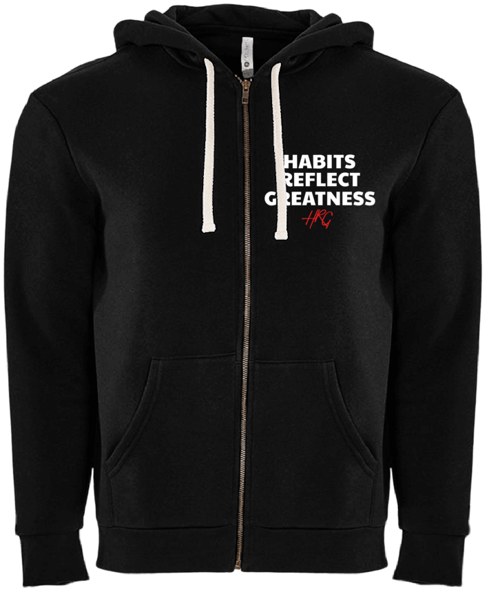 Habits Reflect Greatness ZipUp Hoodie Black/White-Red - HRG Collection
