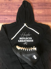 Load image into Gallery viewer, Hustle Reflects Greatness PullOver Hoodie Black/White - HRG Collection