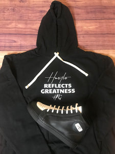 Hustle Reflects Greatness PullOver Hoodie Black/White - HRG Collection